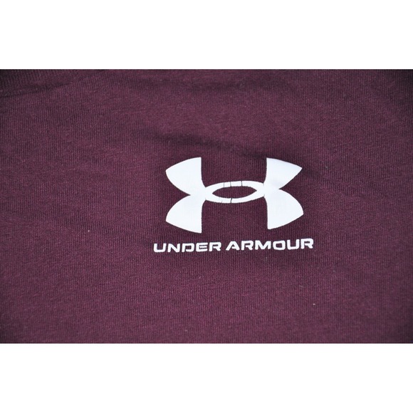 Under Armour Shirt Youth Large Purple Loose Fit Mens Logo Athletic Tee Kids - Picture 3 of 8
